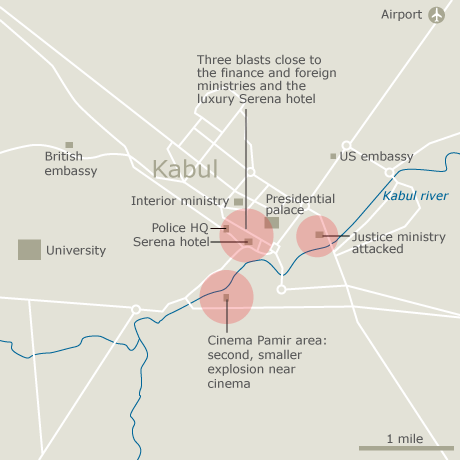 kabul map. Map: Kabul attacks, January