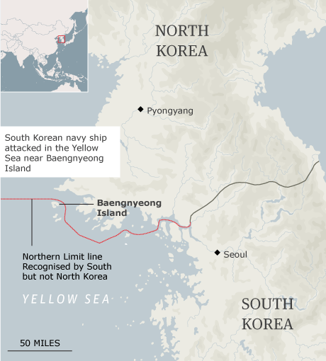 map of north korea and south korea. Map: Baengnyeong Island, Korea