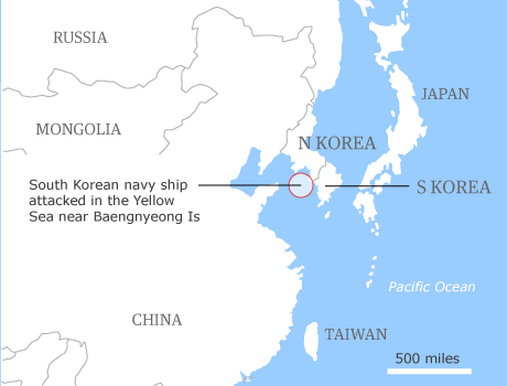 south and north korea map. A South Korean navy ship with