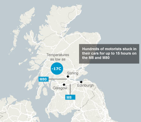 Map Of Britain And Scotland. Map: Scotland winter road