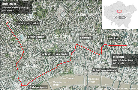 Map - London student demonstration
