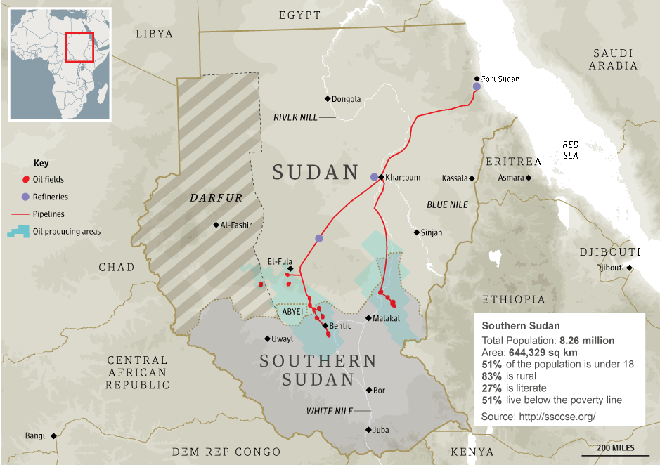 map of sudan africa. Map: Southern Sudan