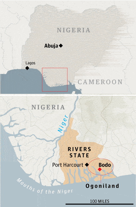 Map: Ogoniland in Nigeria