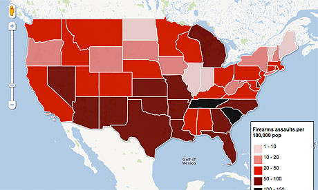 Gun crime map of America interactive