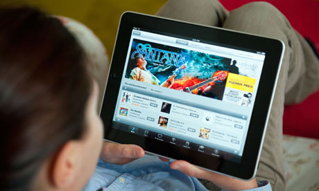 Woman using iPad tablet computer 