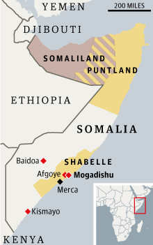 Somalia Al-Shabaab map