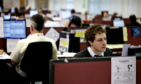 Office workers in Bingley, West Yorkshire.
