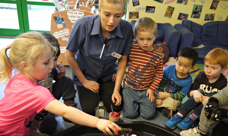 A science experiment under way at a Busy Bees nursery.