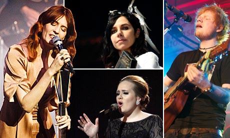 Brit awards nominees Florence Welch, PJ Harvey, Ed Sheeran and Adele