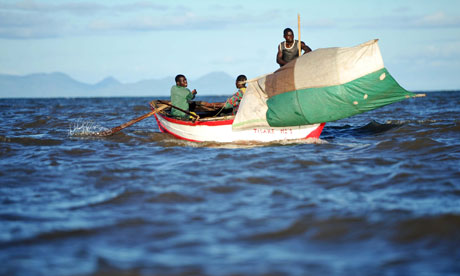 A fishing boat on Lake Malawi which is home to more than 500 species of fish