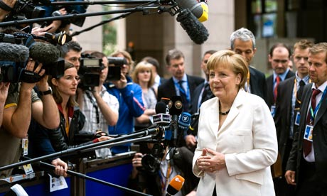 Angela Merkel, Germany's chancellor, arrives at the European Leaders summit in Brussels, Belgium