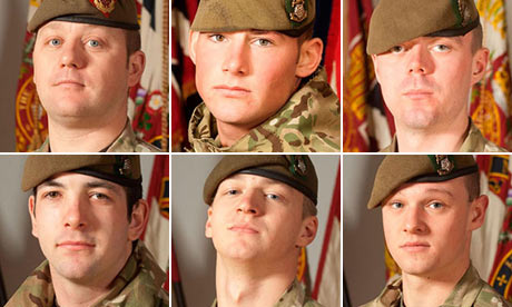 Six soldiers who were killed in a bomb blast in Afghanistan 