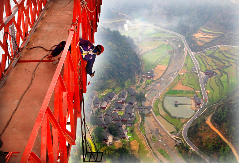 Aizhai extra large suspension bridge in Hunan, China
