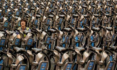 A fleet of 'Boris bikes' which are to be used in London's cycle hire scheme 