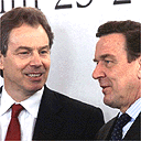 Tony Blair with German chancellor Gerhard Schröder
