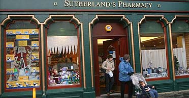 Sutherland's Pharmacy in Thurso, Caithness, which has been unwittingly involved in a Nigeria sting con