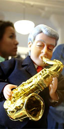 A doll for sale of former US President Bill Clinton at the Clinton Museum in Little Rock, Arkansas