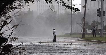 A man battles strong winds in New Orleans 