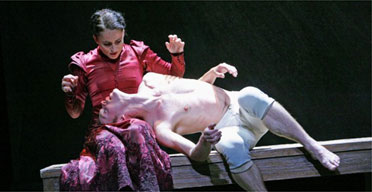 Charlotte Broom (Mrs Alving) and Matthew Hart (Oswald) in 