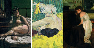 Interior (The Rape) by Degas, La Hollandaise by Sickert, The Clowness Cha-U-Kao in a Tutu by Toulouse-Lautrec