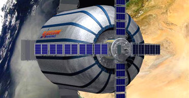 An artists impression of the Genesis I inflatable spacecraft. Photograph: Bigelow Aerospace/AP