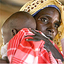 Mother and baby at a Sudanese refugee camp