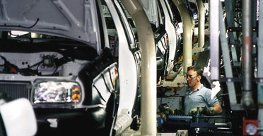 Assembly line at Nissans Washington plant in Sunderland. Photograph: Don McPhee