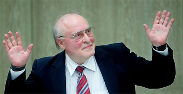 German neo-Nazi publisher Ernst Zündel, who has been sentenced to five years in prison for inciting racial hatred and denying that the Nazis murdered six million Jews