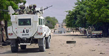 African Union Troops on Patrol in Mogadishu. (Photo Courtesy of AFP).