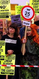 Protestors at the Stansted expansion inquiry