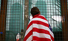 A man looks at the ground zero site