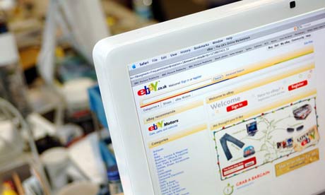 Computer showing internet auction site eBay