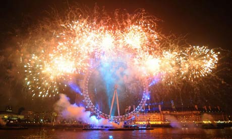Fireworks at the London Eye in