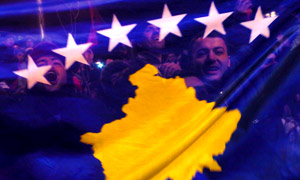 Kosovans celebrate with their new flag