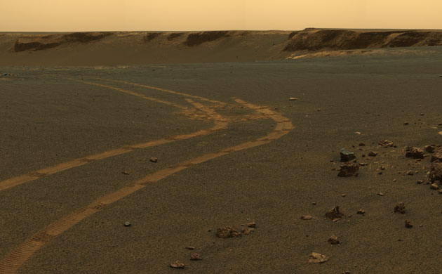 Tracks of Nasa's Mars rover Opportunity