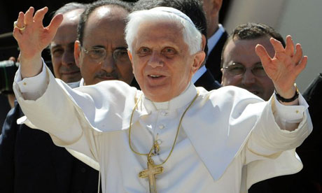 Pope Benedict XVI leaving Rome on his first official visit to the United States