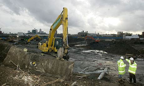 Construction work under way at the Olympic Park Stratford, east London, in preparation for the 2012 Olympics