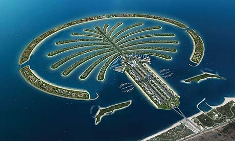 the world dubai. The Palm Jumeirah, in Dubai
