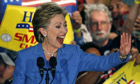 Hillary Clinton addresses supporters in Indiana. Photograph: Jeff Haynes/Reuters