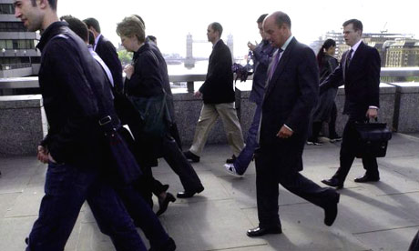 City workers on London Bridge