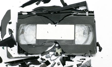 A smashed VHS videotape