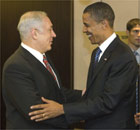 Barack Obama with Israeli opposition leader Benjamin Netanyahu.