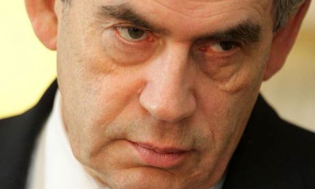 Gordon Brown during a press conference at 10 Downing Street