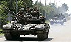 Russian tanks near the Georgian city of Zugdidi