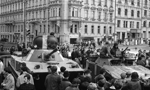 A Soviet tank moves into Prague in 1968