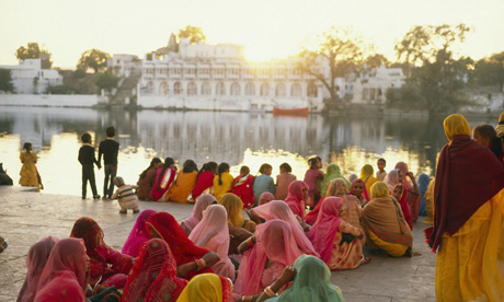 Women wearing saris in Udaipur