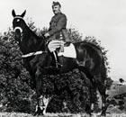 An undated portrait of Spanish General Francisco Franco riding his horse near Bilbao