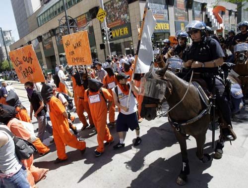 Democratic convention, protest
