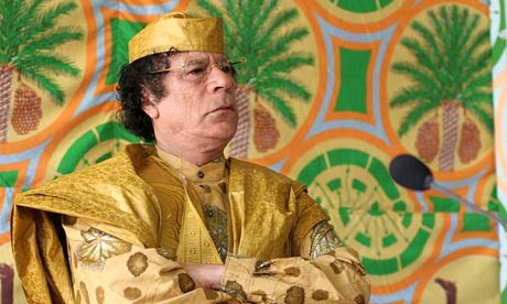 The Libyan leader Muammar Gadafy pictured in his tent in Tripoli