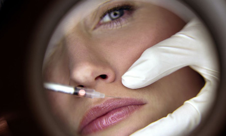 A woman receiving plastic surgery